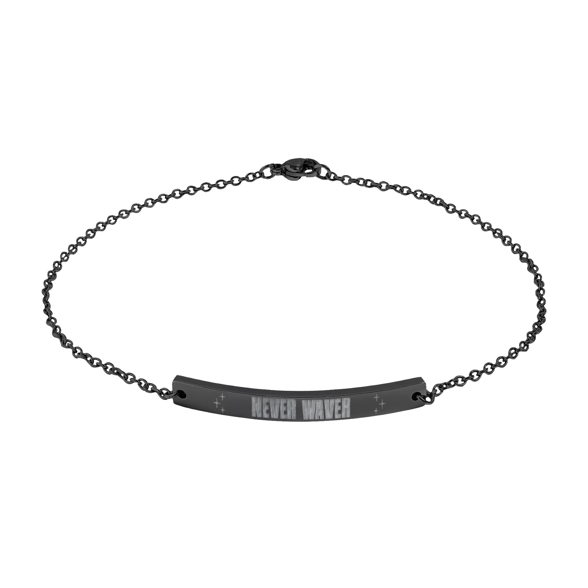Never Waver Engravable Curved Bar Anklet — Personalized Minimalist Chain Anklet