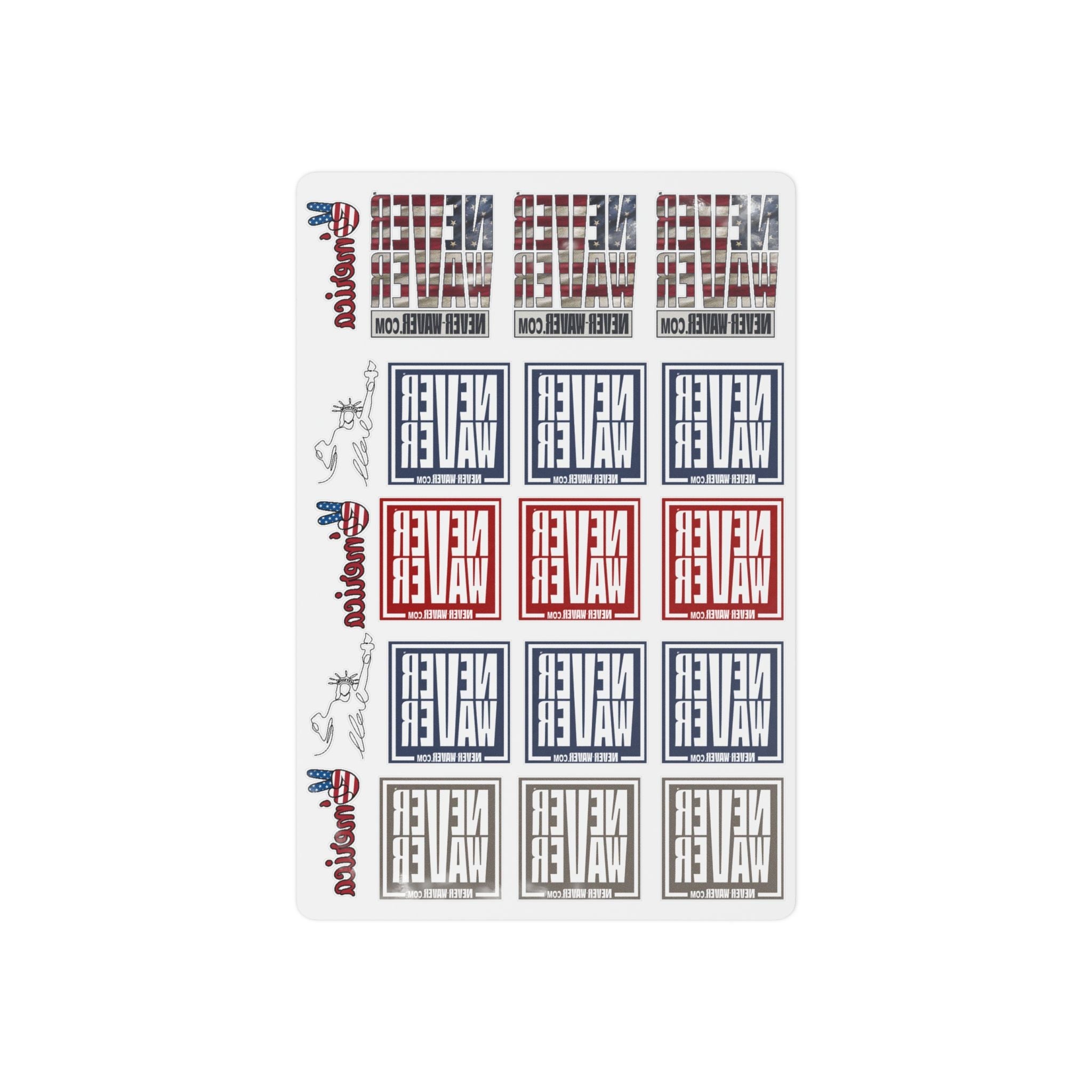 Never Waver Temporary Tattoos — Patriotic Red & Blue Political Statement Tattoos