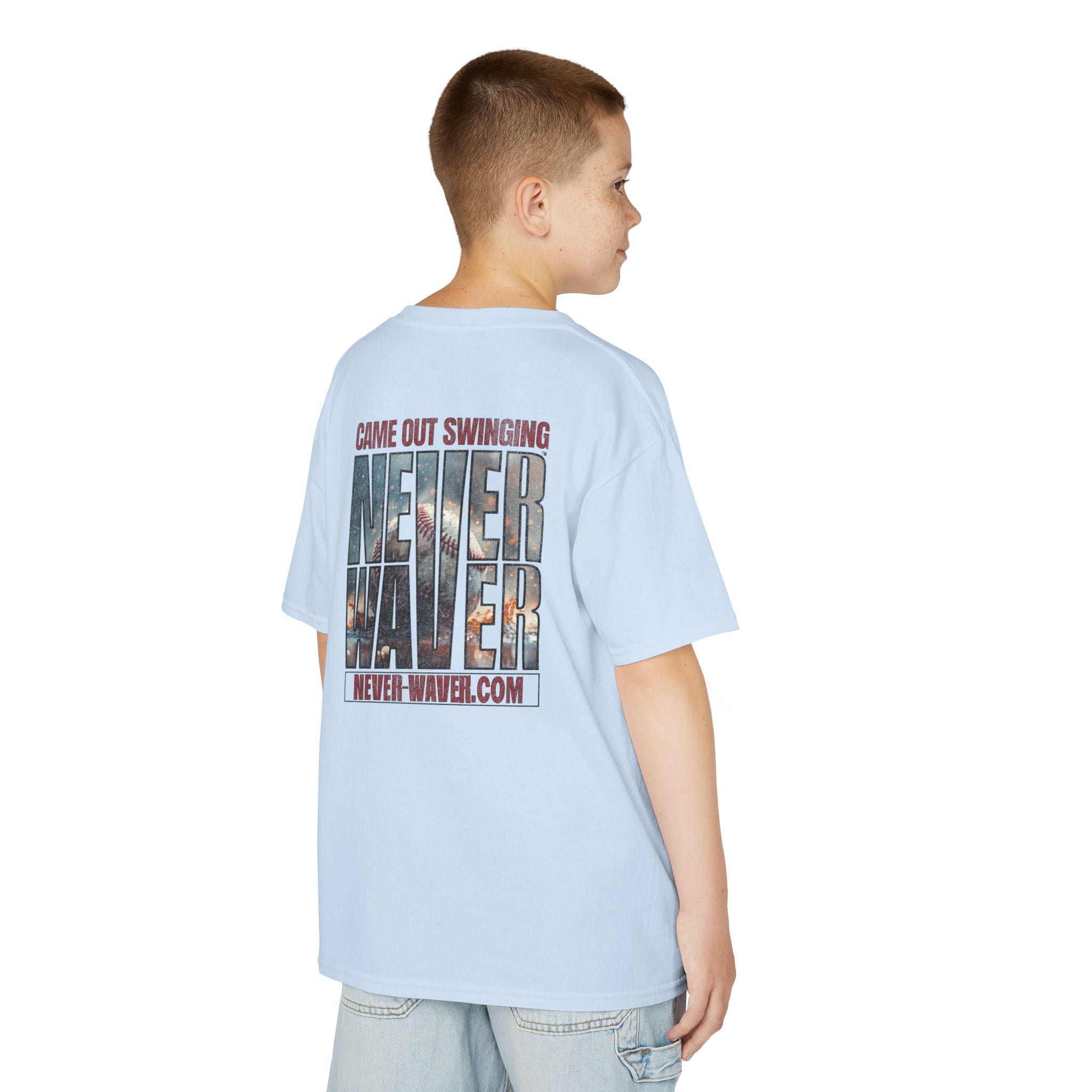 Kids T-Shirt - Came Out Swinging Never Waver Graphic Tee (Youth)