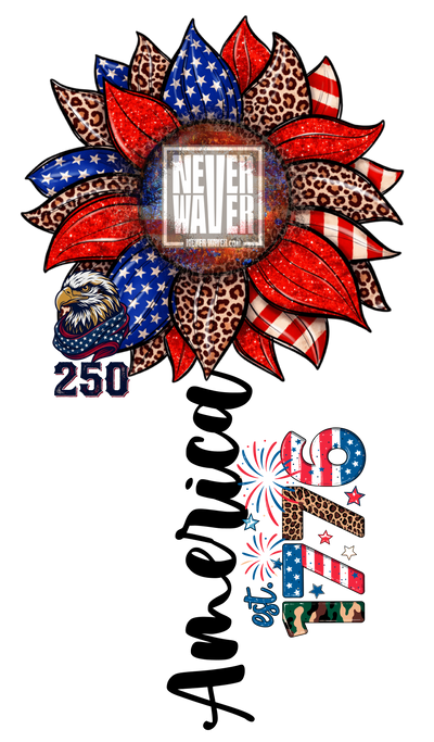 Never Waver 1776 Patriotic Leopard Sunflower V-Neck Tee