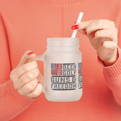 Never Waver Beer Golf Guns and Freedom Mason Jar Cup - Perfect for Golf Lovers!