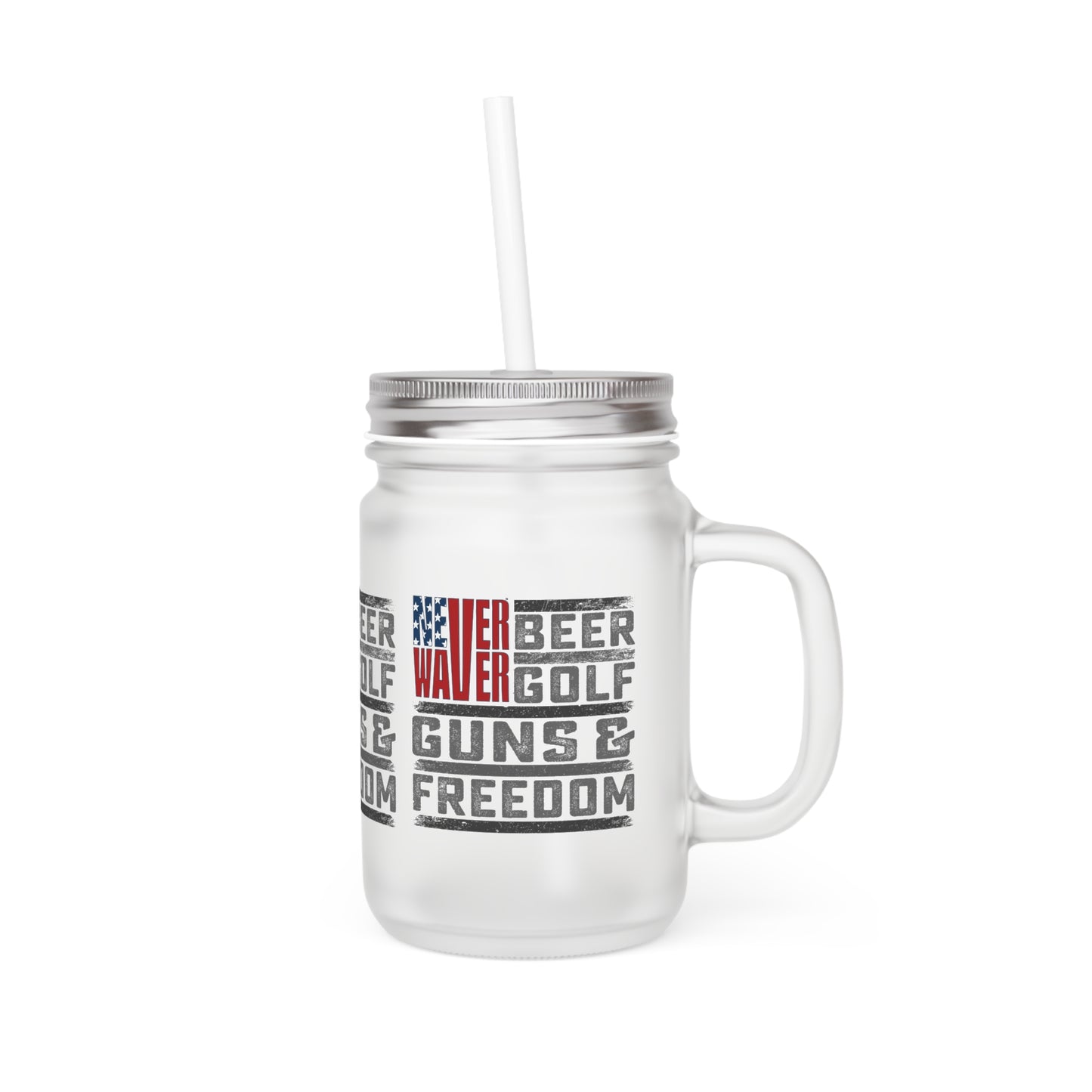 Never Waver Beer Golf Guns and Freedom Mason Jar Cup - Perfect for Golf Lovers!