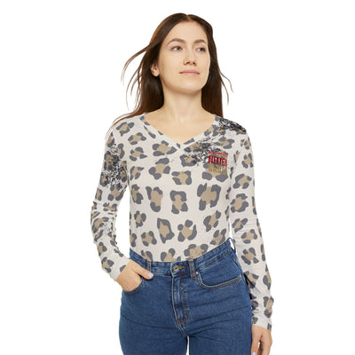 San Francisco Fans Never Waver With Leopard Football Women's Long Sleeve V-neck Shirt (AOP)