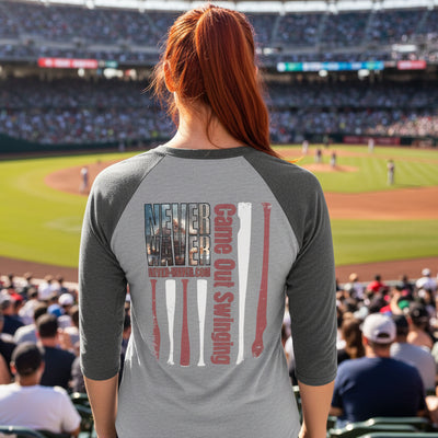 Never Waver Raglan Tee – 'Came Out Swinging' Adventure Baseball Shirt