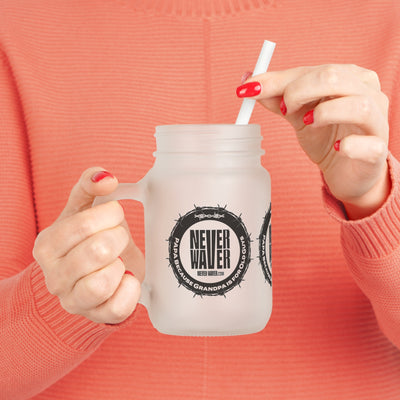 Never Waver PAPA Because Grandpa Is For Old Guys Mason Jar with Straw - Perfect Gift for Father's Day or Independence Day