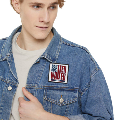 Patriotic Iron-On Patch - 'Never Waver' USA Flag Design for Jackets, Bags, and More