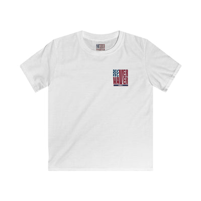 Never Waver Stylized Flag Design Kids Softstyle Tee