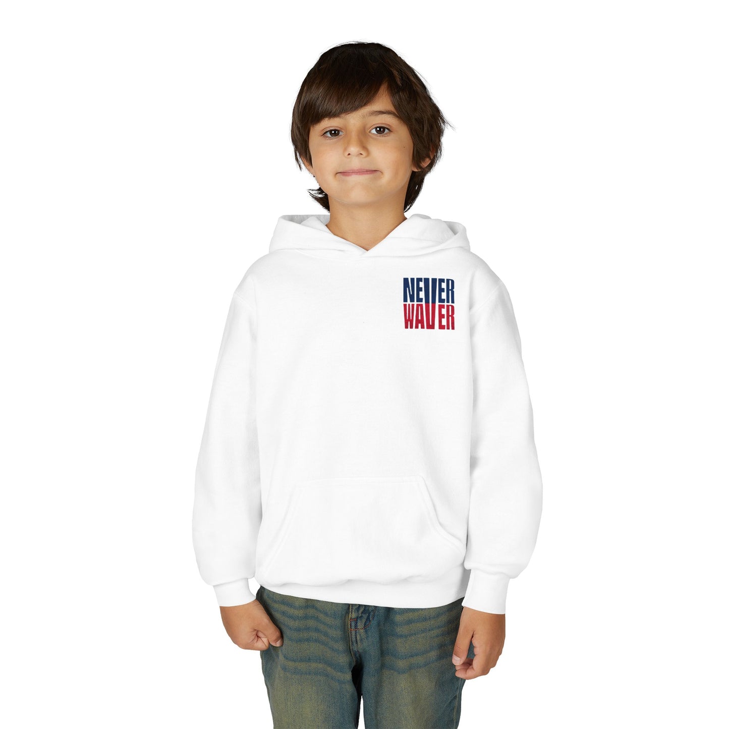 New England Fans Never Waver Youth Heavy Blend Hooded Sweatshirt
