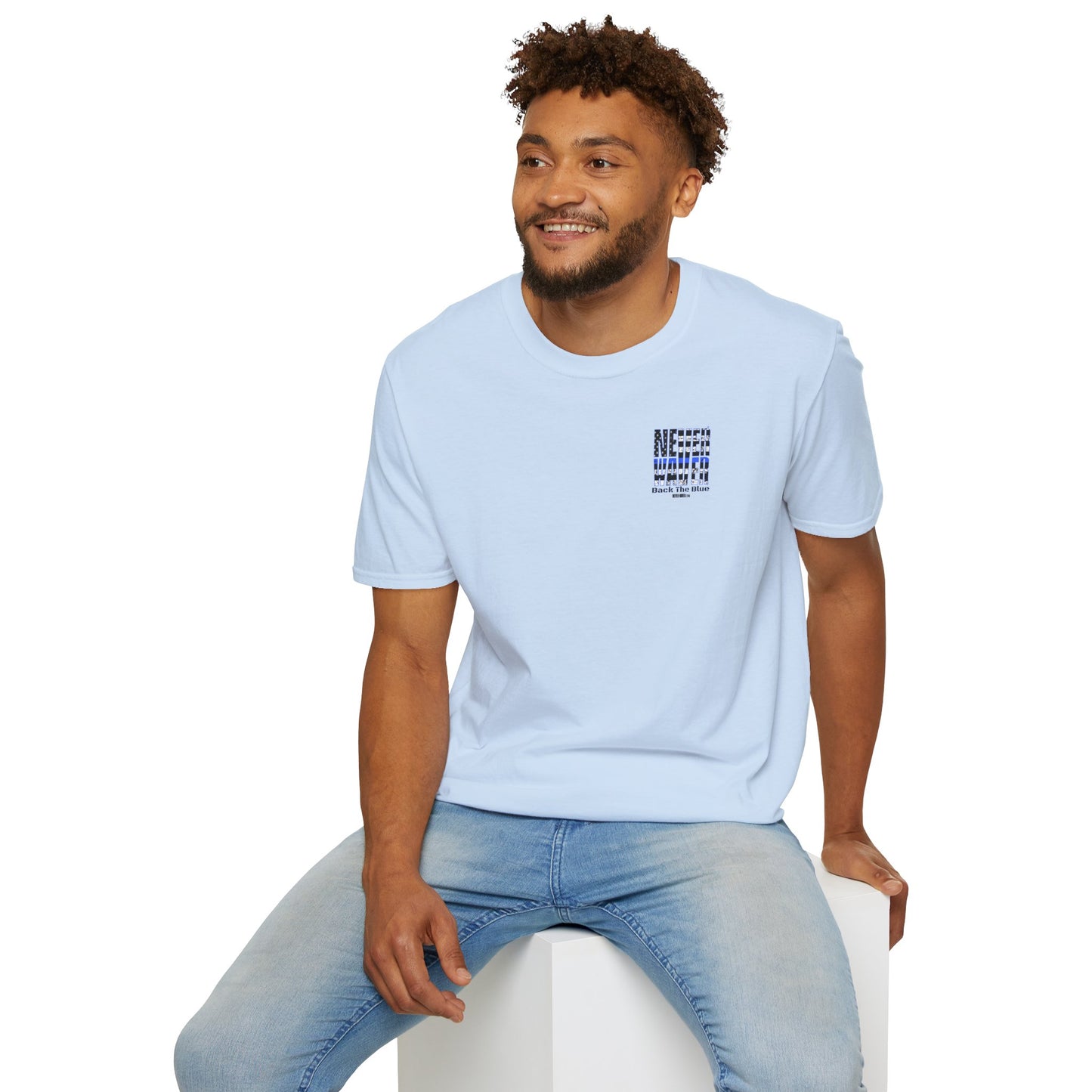 Never Waver Back The Blue Unisex Softstyle T-Shirt