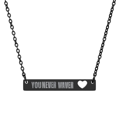 You Never Waver Bar Necklace with Cutout Heart
