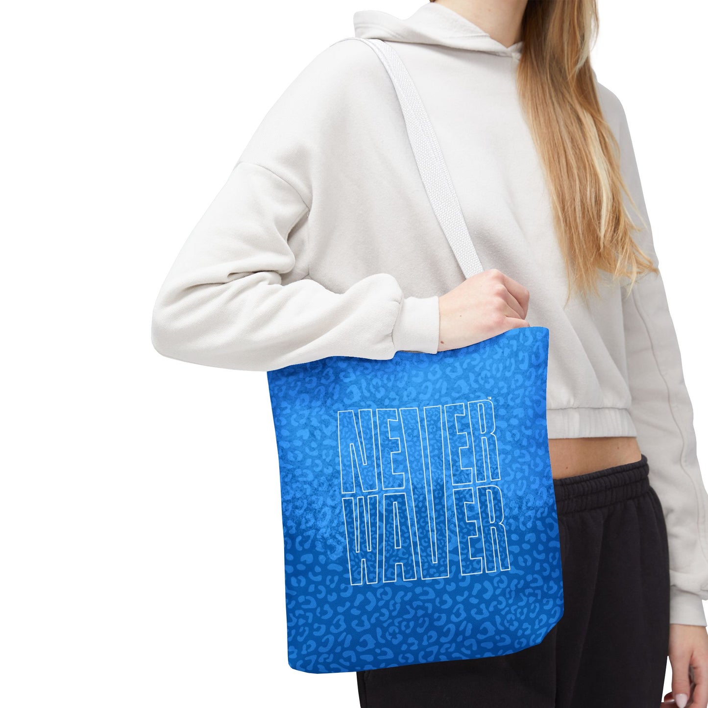 Never Waver Mamma Blue Leopard Tote Bag (AOP)