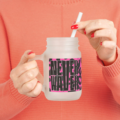 Never Waver Pink Leopard Print Mason Jar