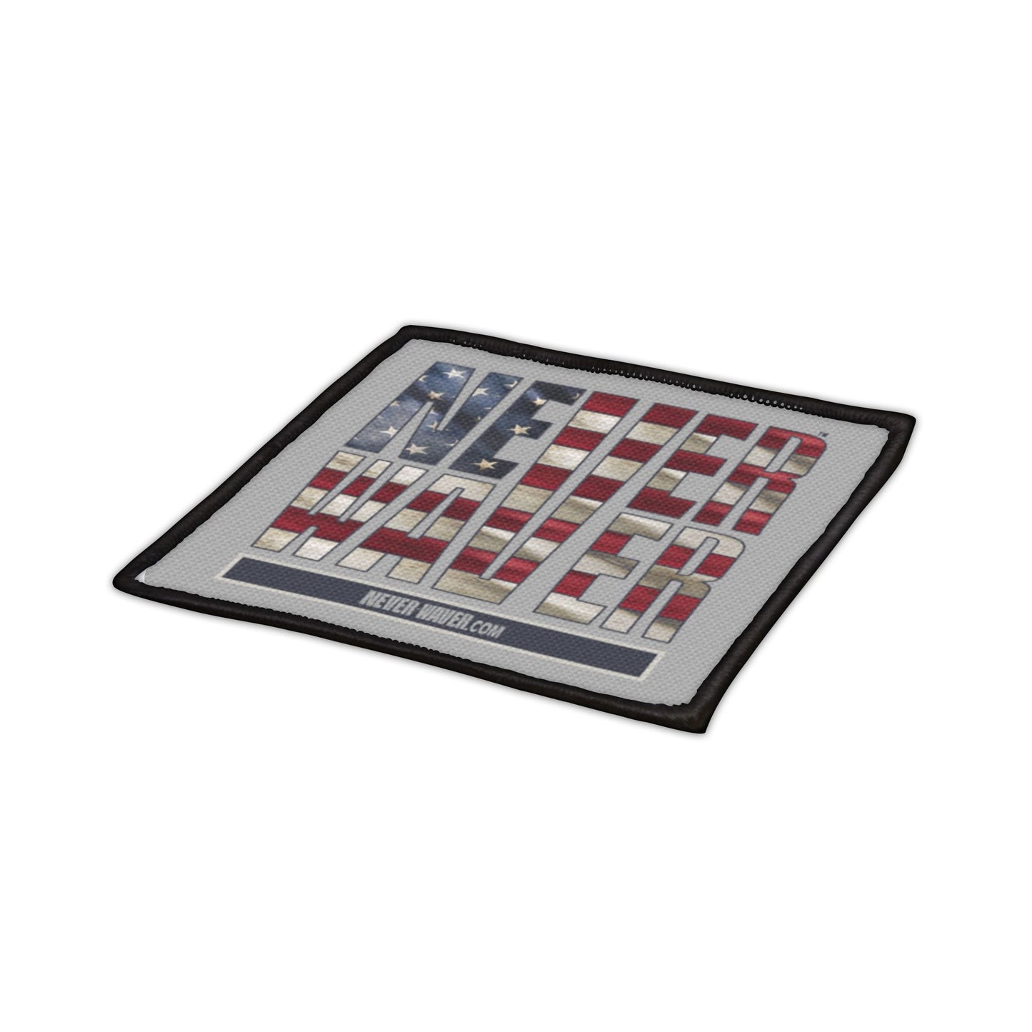 Patriotic Iron-On Patch - 'Never Waver' USA Flag Design for Jackets, Bags, and More