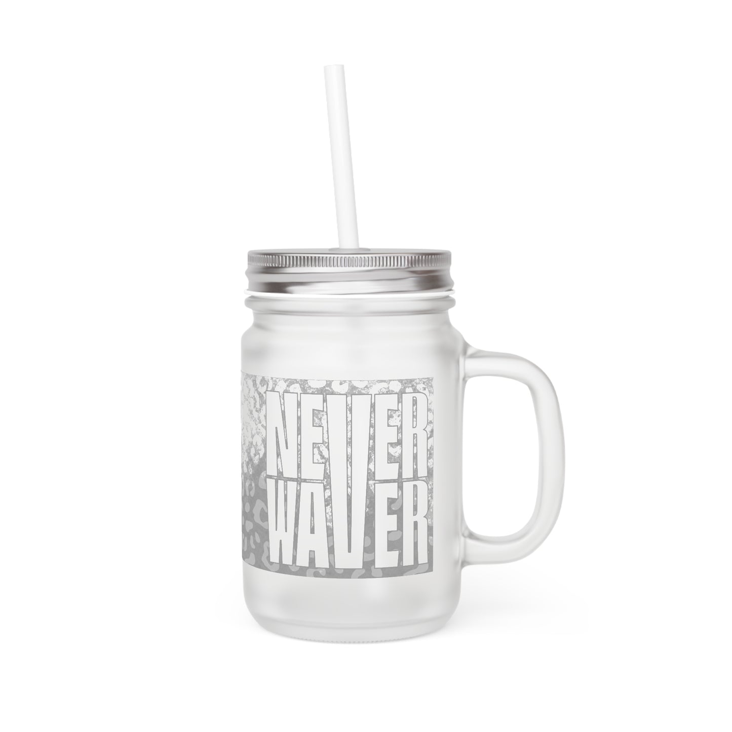 Motivational Mason Jar with Straw - "Never Waver" Design - Perfect for Home & Office