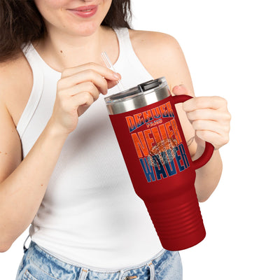 Denver Fans Never Waver with leopard football Insulated Travel Mug, 40oz