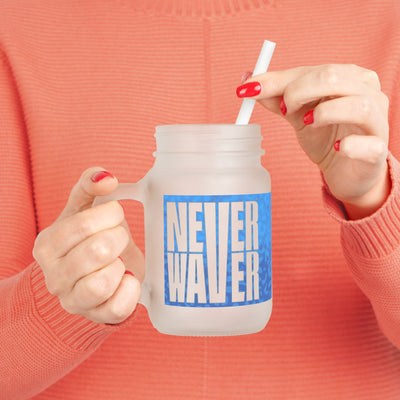 Motivational Mason Jar with Straw - "Never Waver" Design - Perfect for Home & Office