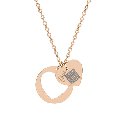 You Never Waver Heart Cutout Necklace Double Heart Pendant