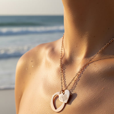 You Never Waver Heart Cutout Necklace Double Heart Pendant