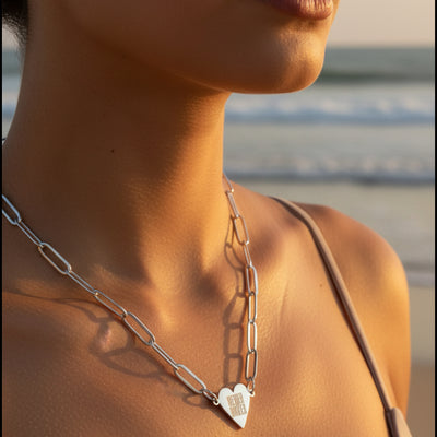 Never Waver Engravable Paperclip Heart Necklace — Personalized Name/Initial Heart Pendant