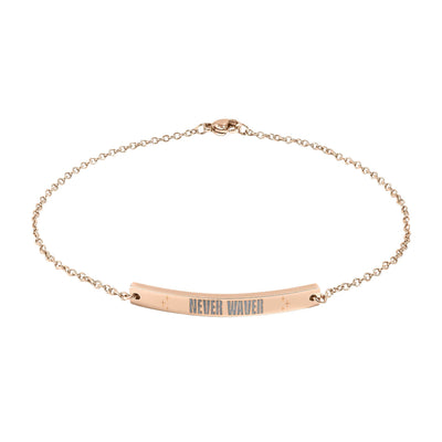 Never Waver Engravable Curved Bar Anklet — Personalized Minimalist Chain Anklet