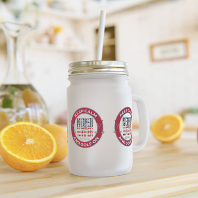 Keep Calm Never Waver and Golf On Mason Jar Cup - Perfect for Golf Lovers!