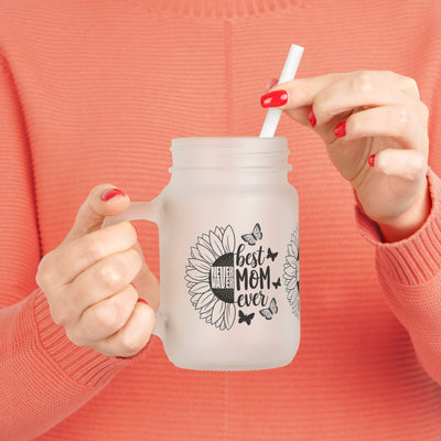 Never Waver Best Mom Ever Mason Jar with Straw - Perfect Gift for Mother's Day or Independence Day