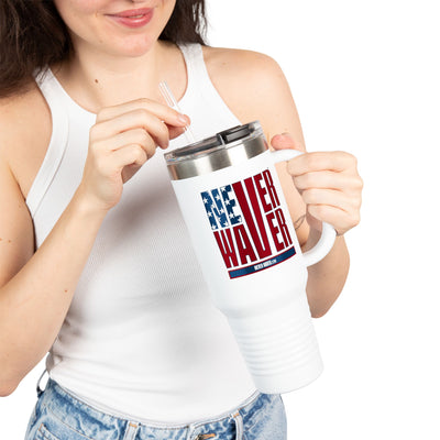 Never Waver Stylized Flag Design Insulated Travel Mug, 40oz