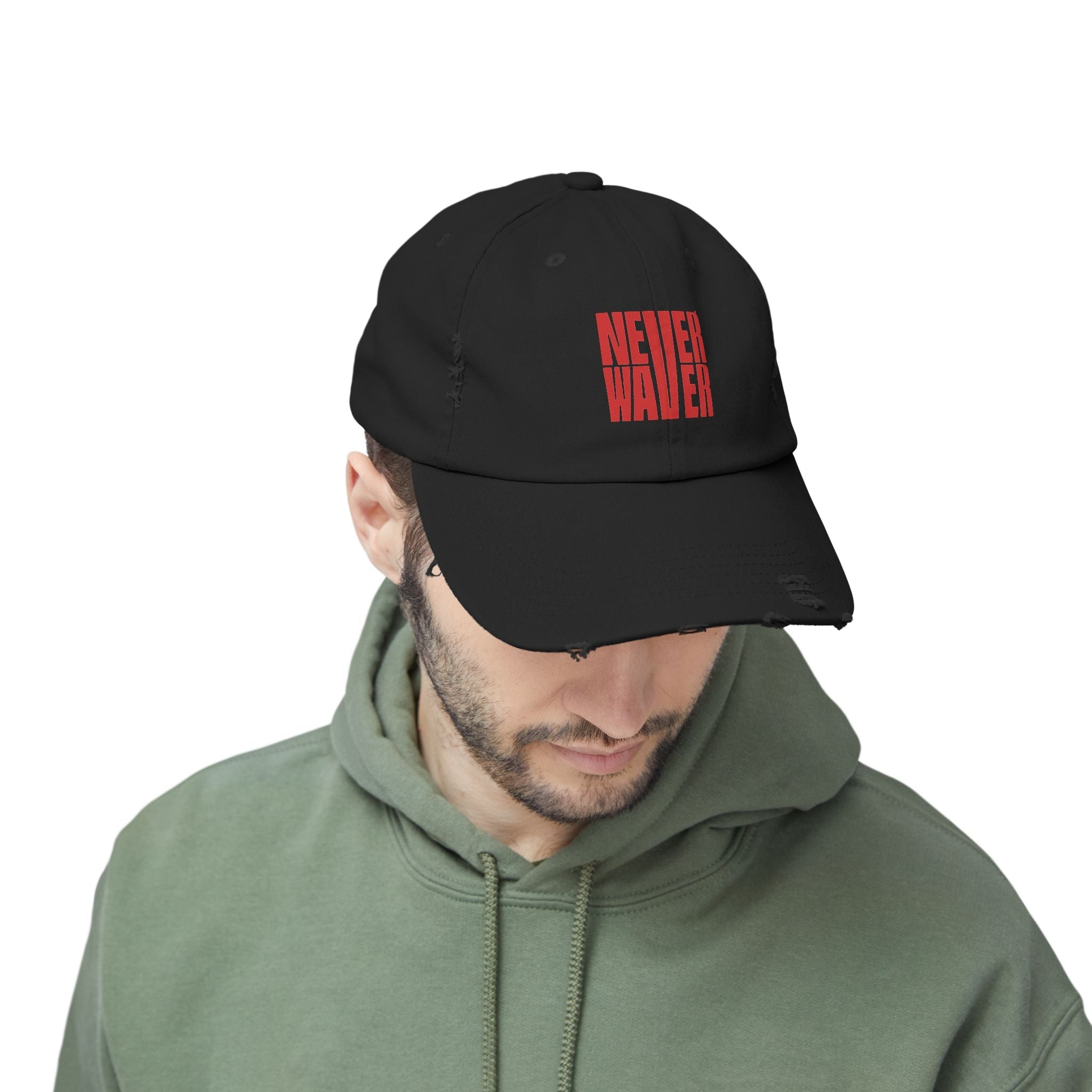 Distressed Cap - Never Waver Statement Hat for Everyday Style