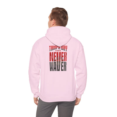 Tampa Bay Fans  Never Waver  w Leopard Football Unisex Heavy Blend™ Hoodie - Perfect for Sports Fans
