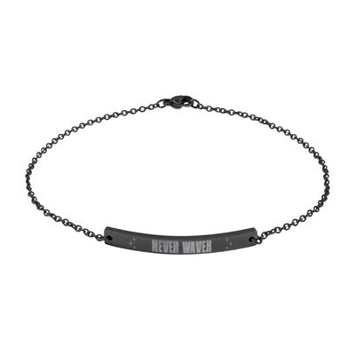 Never Waver Engravable Curved Bar Anklet — Personalized Minimalist Chain Anklet