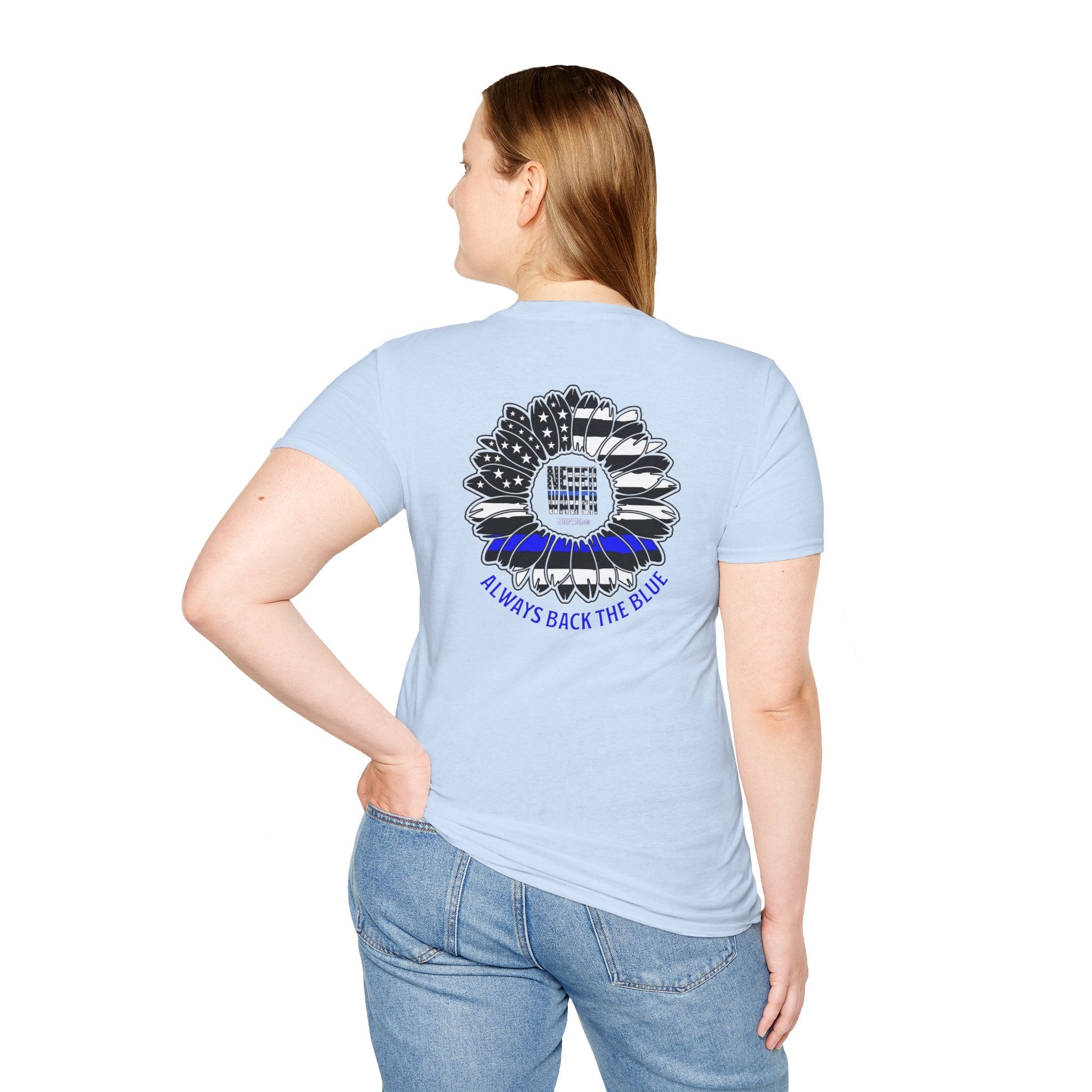 Never Waver Always Back The Blue Unisex Softstyle T-Shirt
