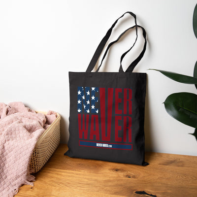 Never Waver Stylized Flag Design Cotton Canvas Tote Bag