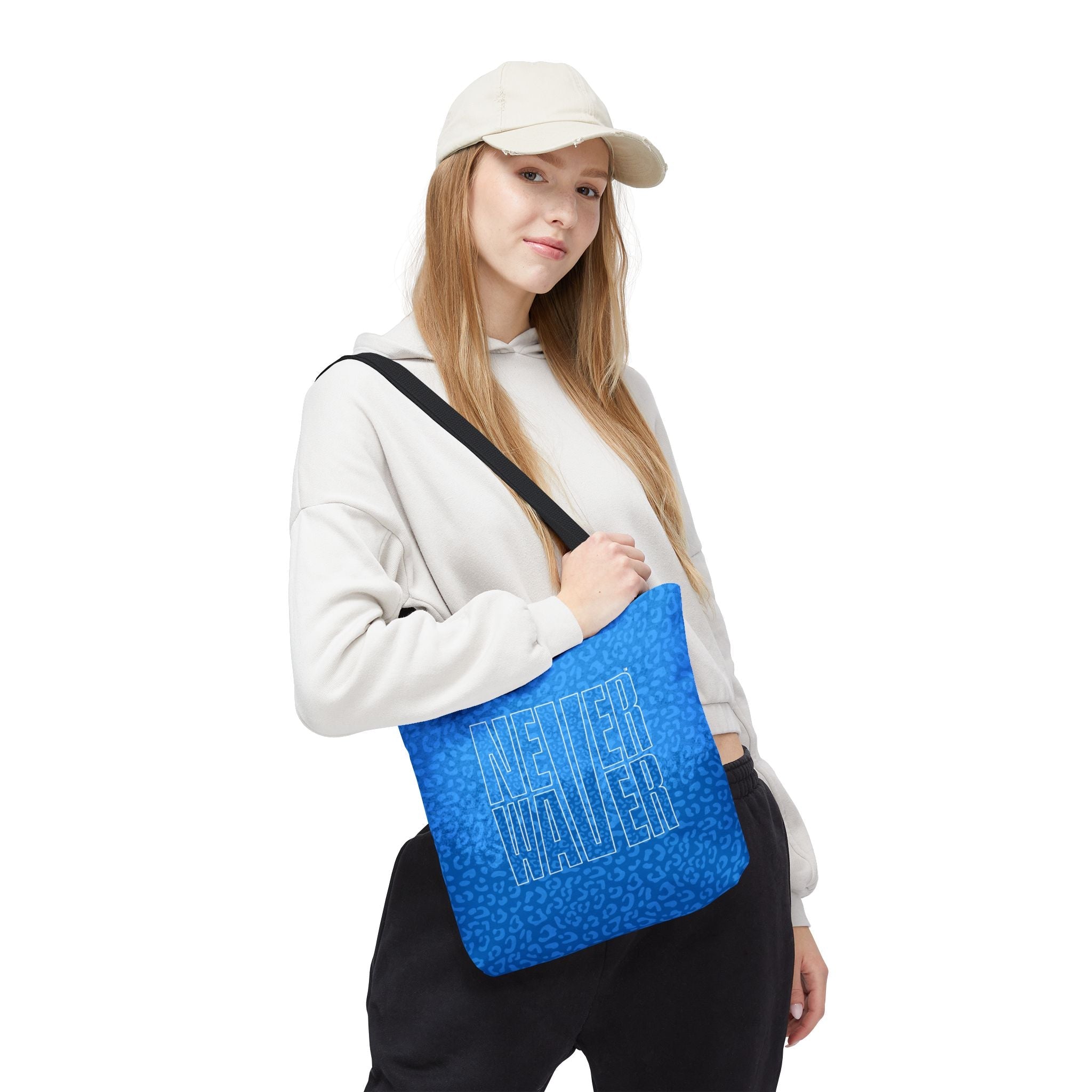 Never Waver Mamma Blue Leopard Tote Bag (AOP)