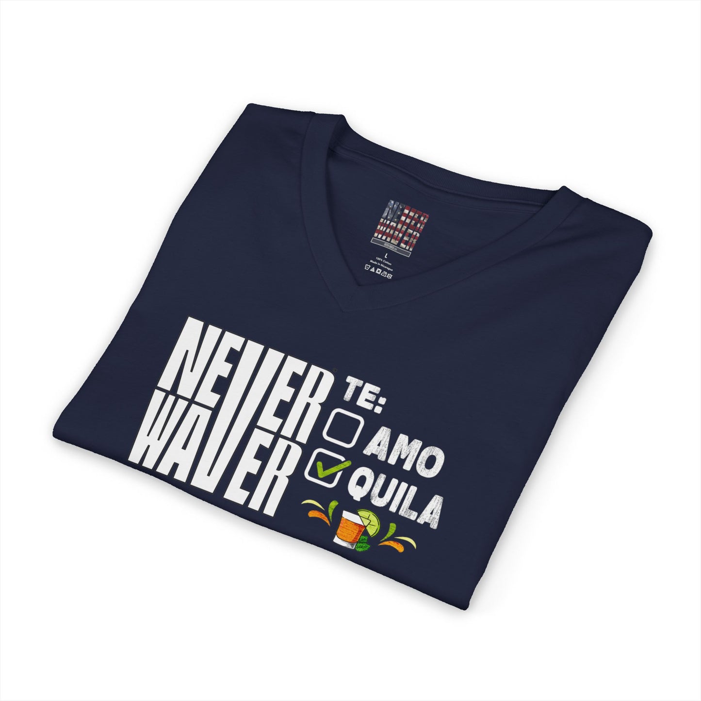 Never Waver TE: [] TEAMO [X} Tequila T-Shirt Unisex V-Neck Tee
