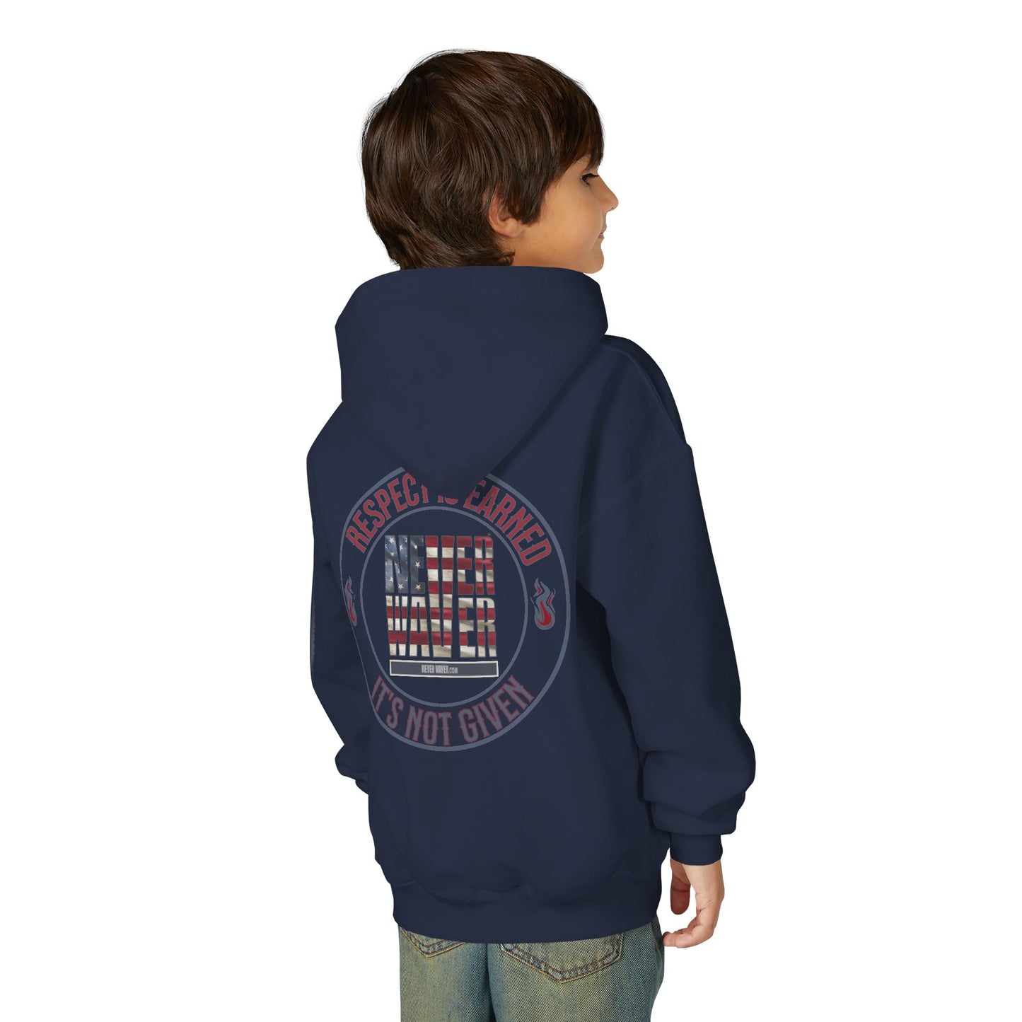 Youth Heavy Blend Hoodie - "Respect is Earned Never Waver It's Not Given" Motivational Sweatshirt