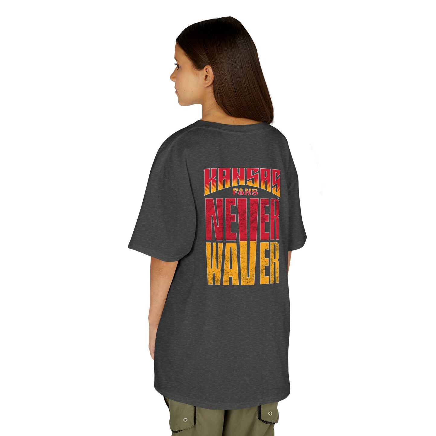 Kansas Fans Never Waver Kids Heavy Cotton™ Tee