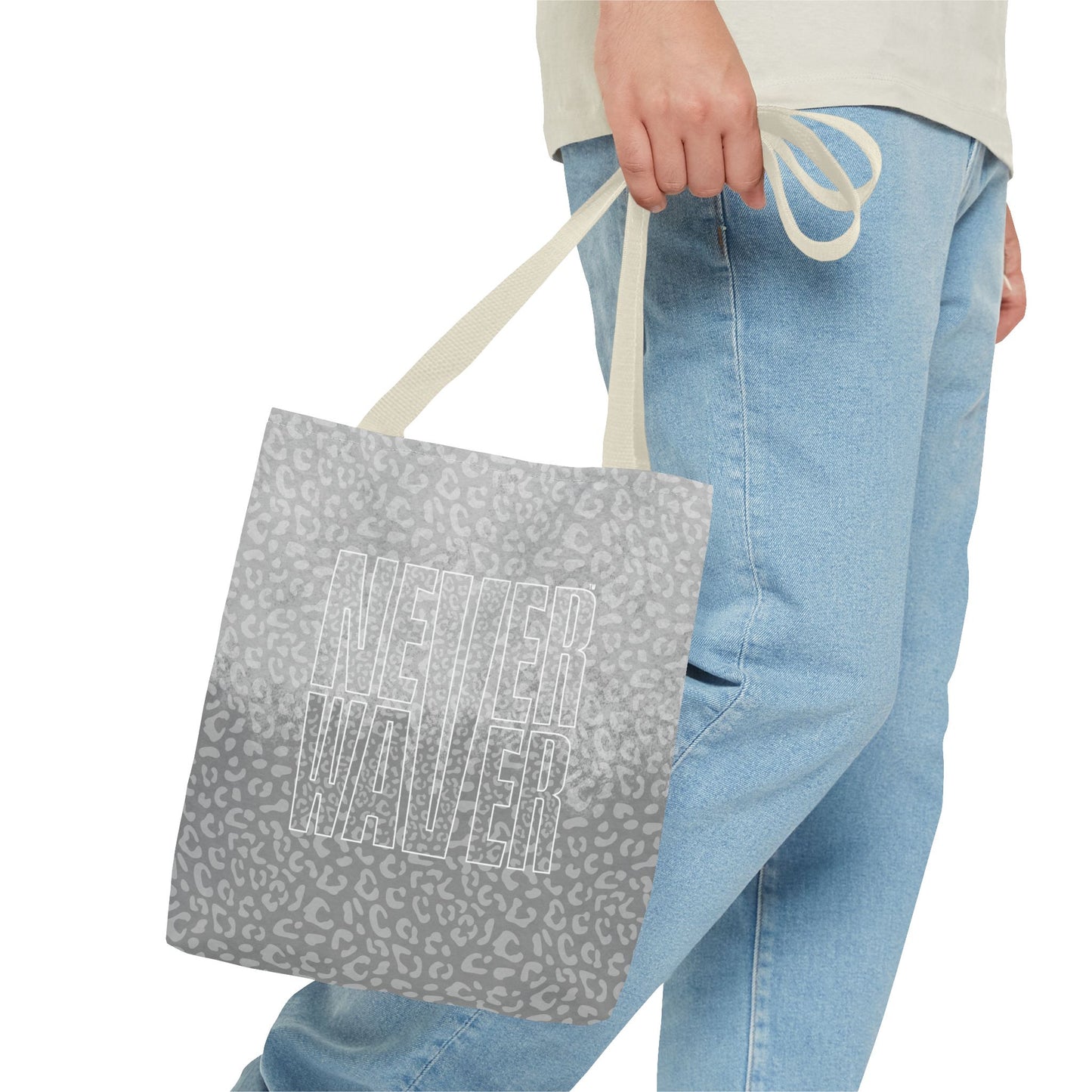 Never Waver Mamma Gray Leopard Tote Bag (AOP)