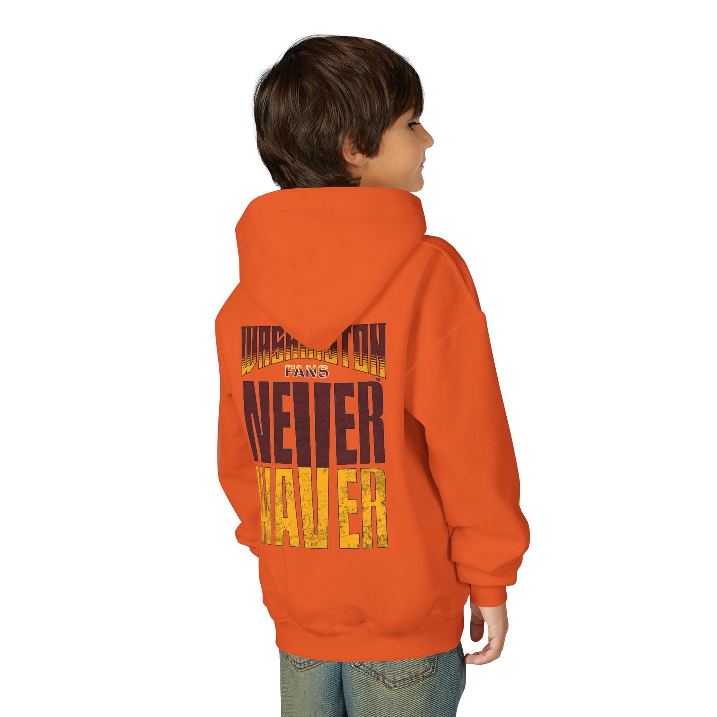 Washington Fans Never Waver Youth Heavy Blend Hooded Sweatshirt