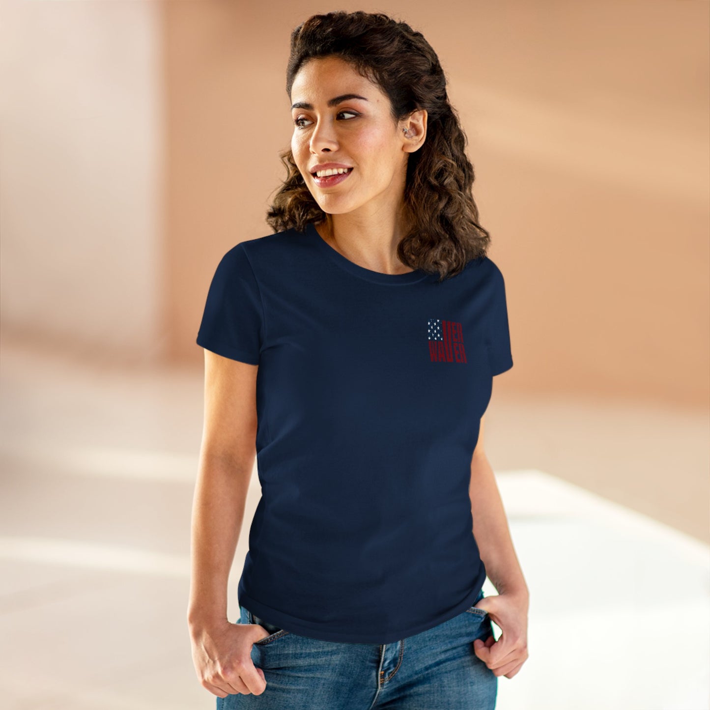 Never Waver Jesus Protecting America And Trump Women's Midweight Cotton Tee
