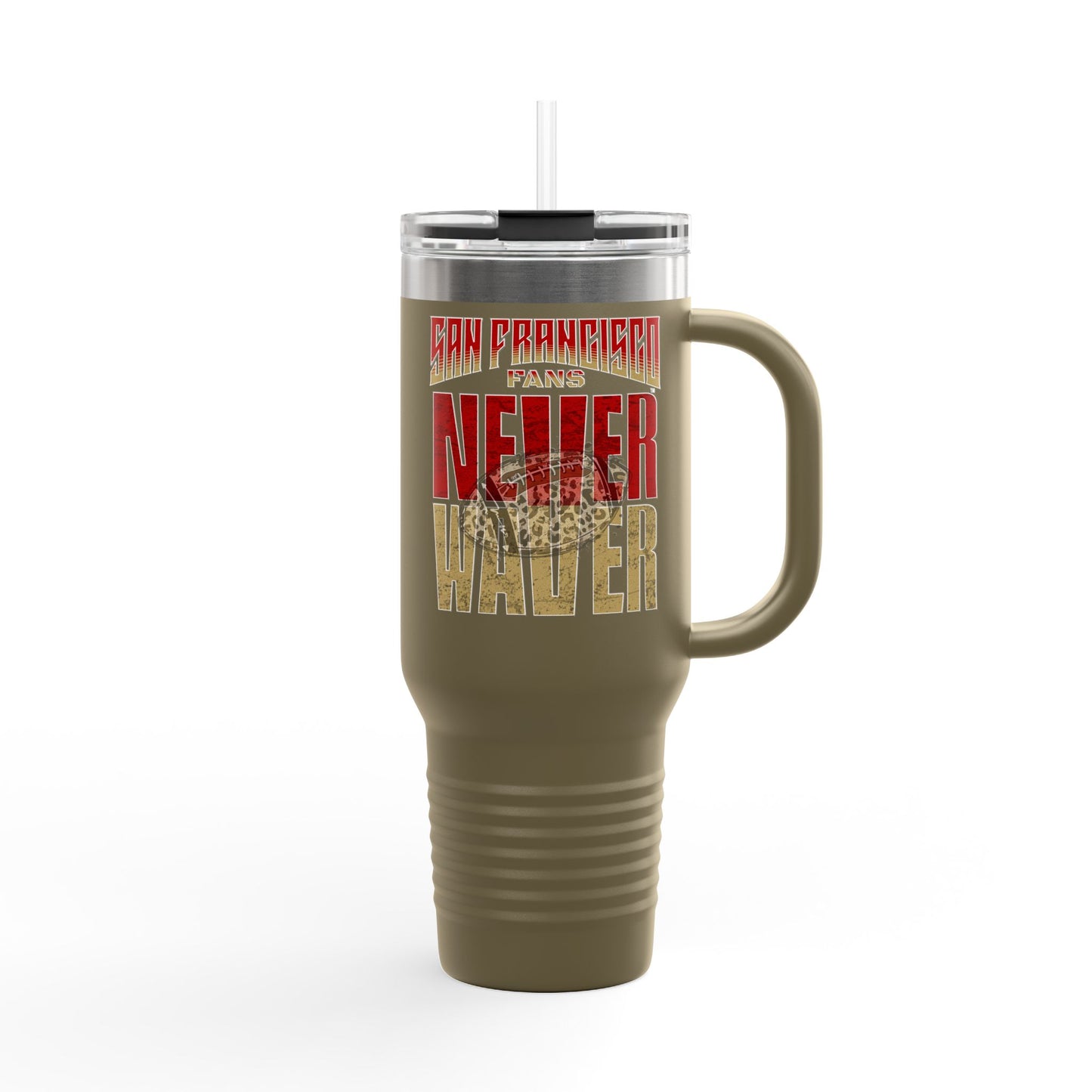 San Francisco Fans Never Waver with leopard football Insulated Travel Mug, 40oz