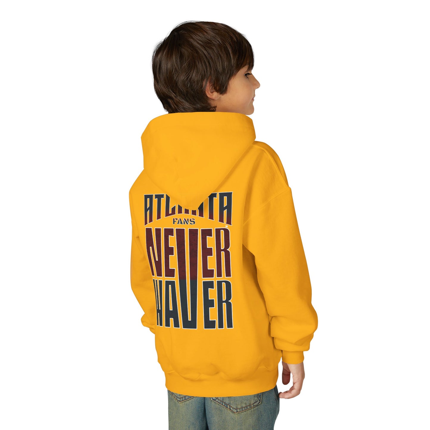 Atlanta Fans Never Waver Youth Heavy Blend Hooded Sweatshirt