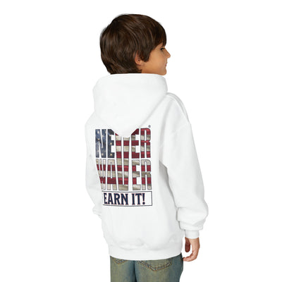 Never Waver® Earn It Youth Hoodie | Old-School Backbone