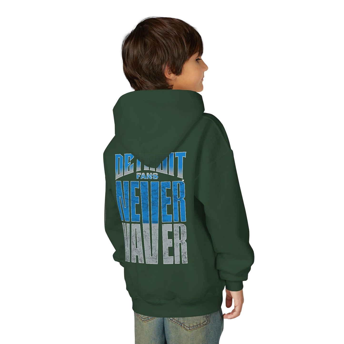 Detroit Fans Never Waver Youth Heavy Blend Hooded Sweatshirt