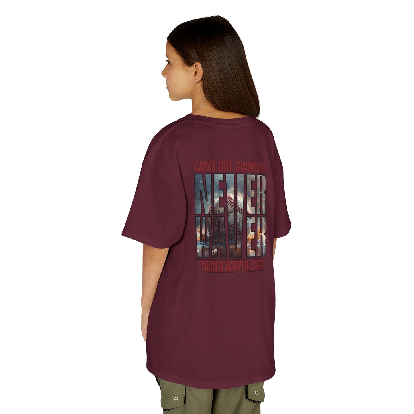 Kids T-Shirt - "Came Out Swinging" Never Waver Graphic Tee (Youth)