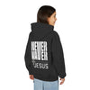 Youth Jesus Hoodie - "Never Waver” Jesus bold, eye-catching design that reflects a steadfast faith and confidence in Christ. " Sweatshirt for Young Jesus Lovers