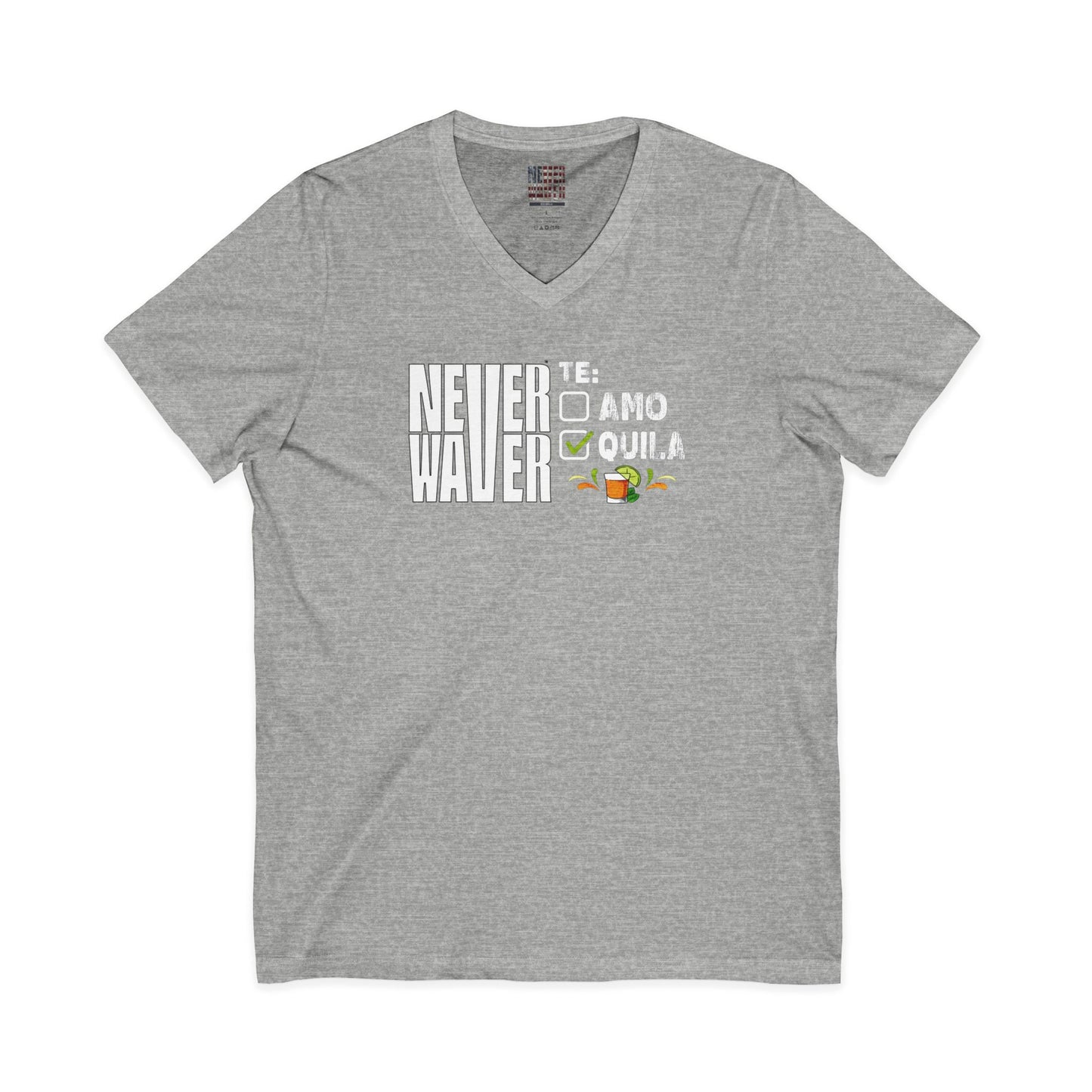 Never Waver TE: [] TEAMO [X} Tequila T-Shirt Unisex V-Neck Tee