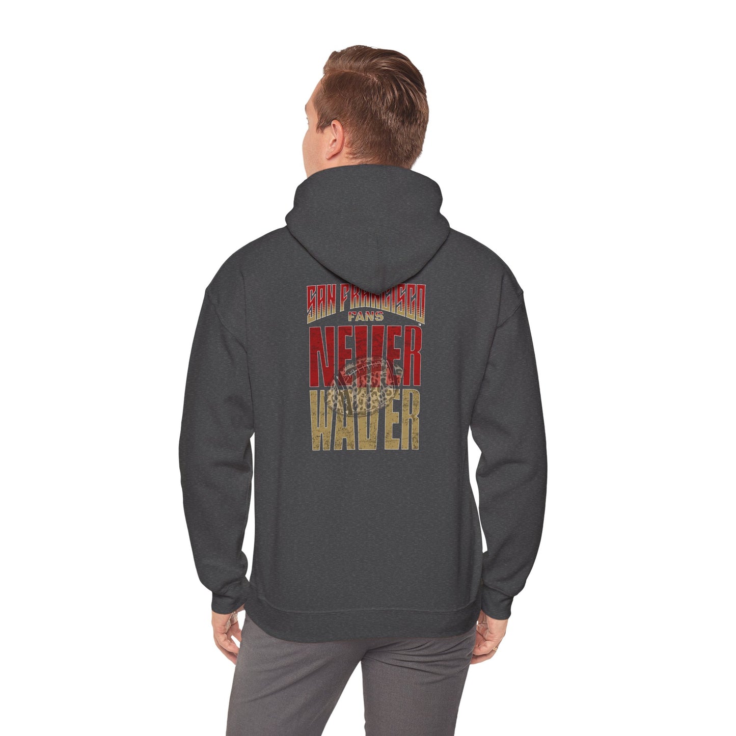 San Francisco Fans Never Waver Hoodie w Leopard Football - Unisex Heavy Blend Sweatshirt
