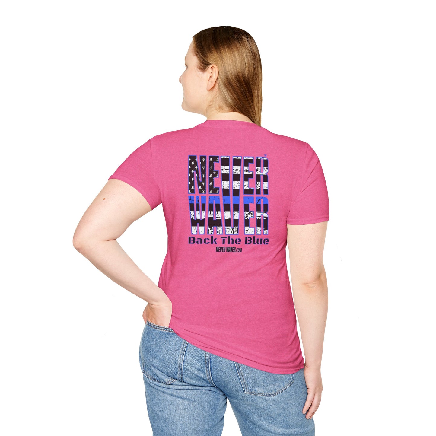 Never Waver Back The Blue  Unisex Softstyle T-Shirt