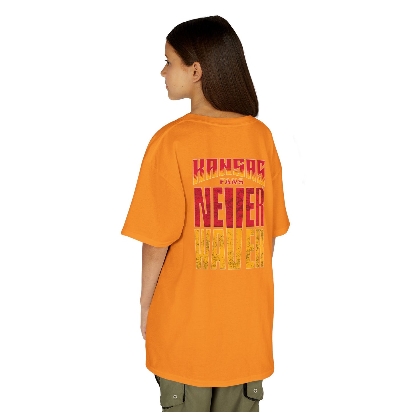 Kansas Fans Never Waver Kids Heavy Cotton™ Tee
