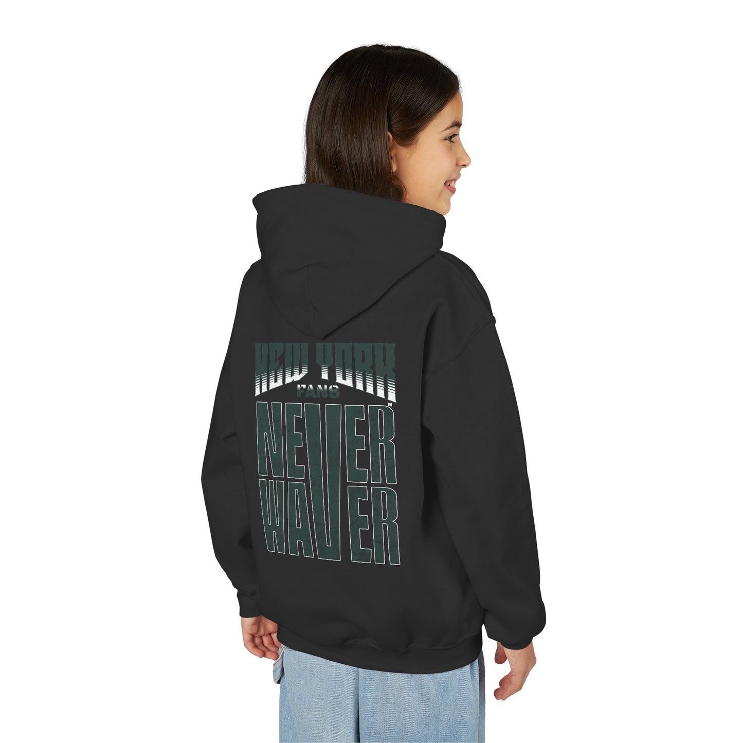New York Fans Never Waver Youth Heavy Blend Hooded Sweatshirt